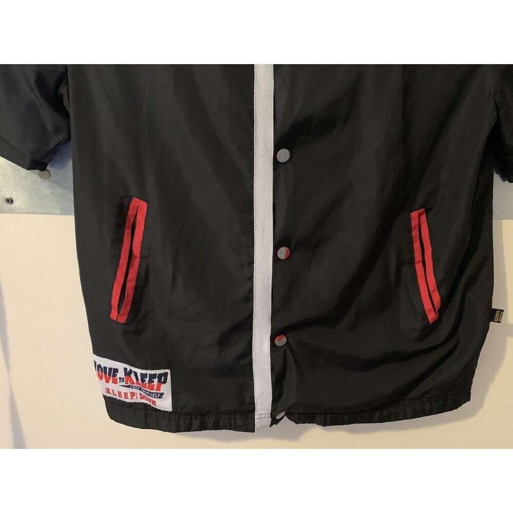 KLEEP PHRESH Mesh Lined Snap Up Short Sleeve Pocketed Polyester Shacket L BLACK - Picture 7 of 16